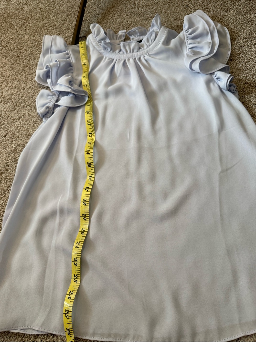 Tahari Light Blue Ruffle Sleeve Blouse
